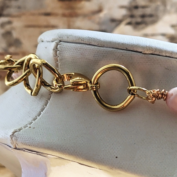 Natural Pink Opal Stones With Pink Freshwater Pearls Necklace And Bracelet - Picture 6 of 9